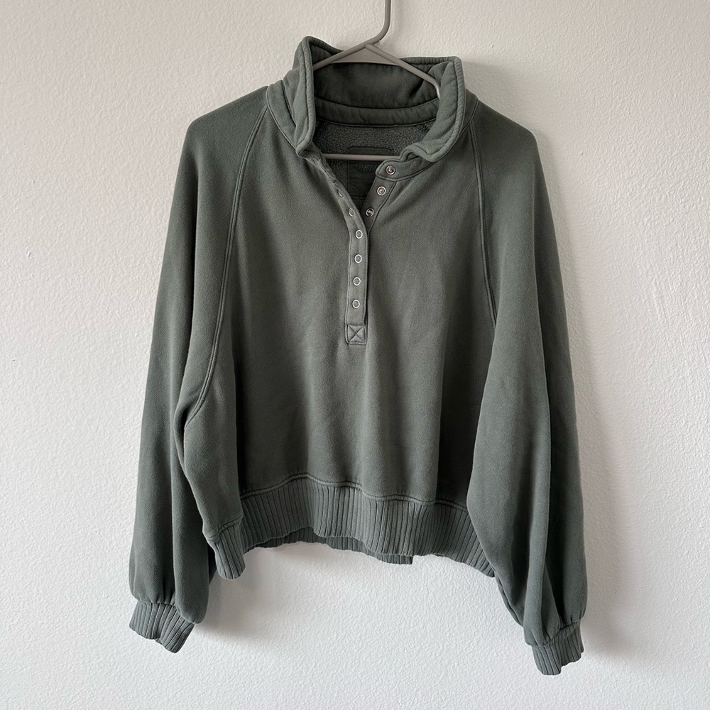 Aerie Quarter Snap Sweatshirt - Medium - Dark Green
